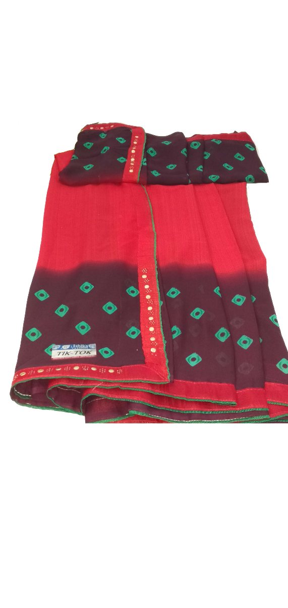 J 14 TIK TOK SAREE (1PC) RED MIX